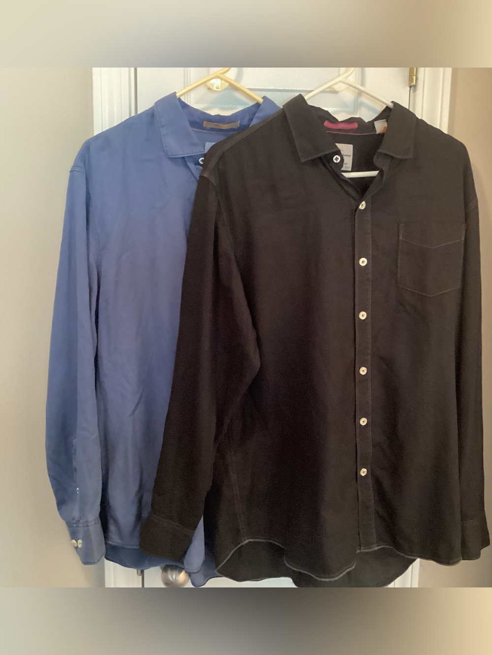 Tommy Bahama Black Button-Down Shirt with Blue Shirt Layered Behind